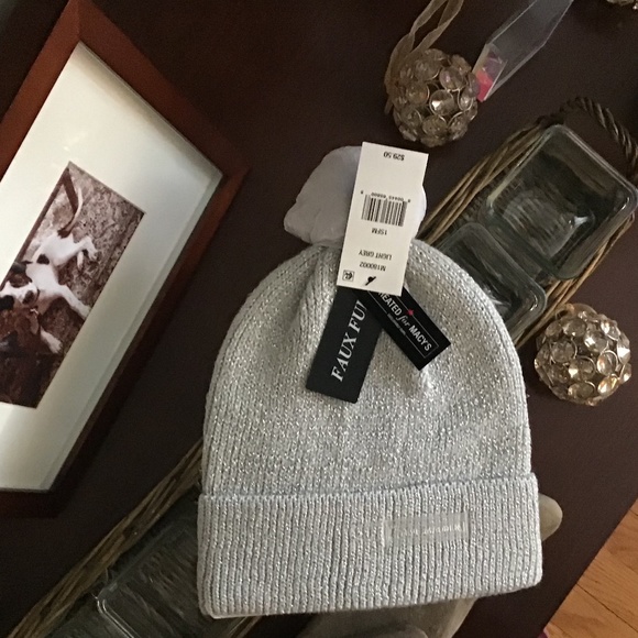 NWT Steve Madden Pom Beanie In Light Silver - Picture 2 of 5